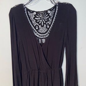 Black Crochet Back Romper